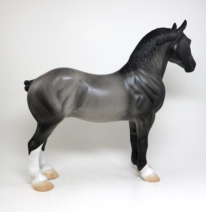 BLUE MOON-OOAK BLUE ROAN STANDING DRAFTER MODEL HORSE 4/9