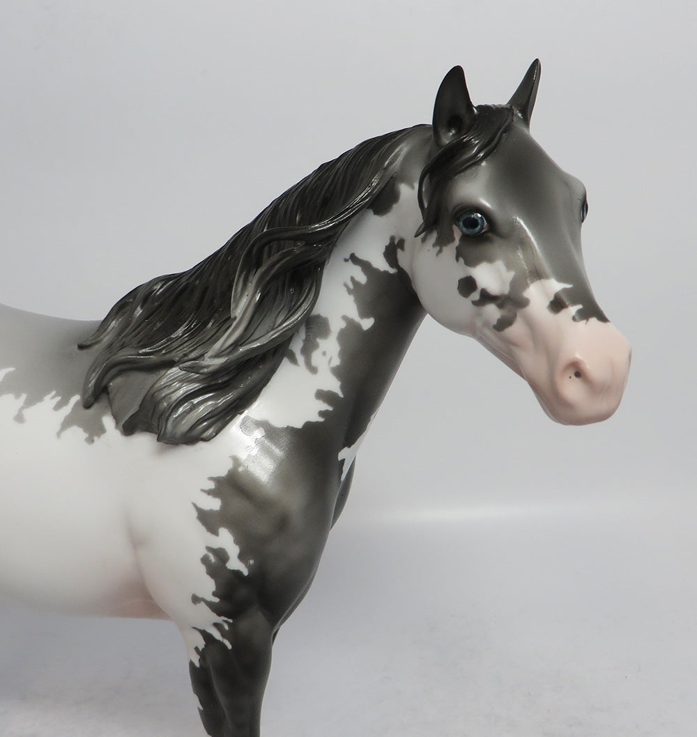 ICE MAN - OOAK DAPPLE GREY PINTO ISH MODEL HORSE SHCF2018