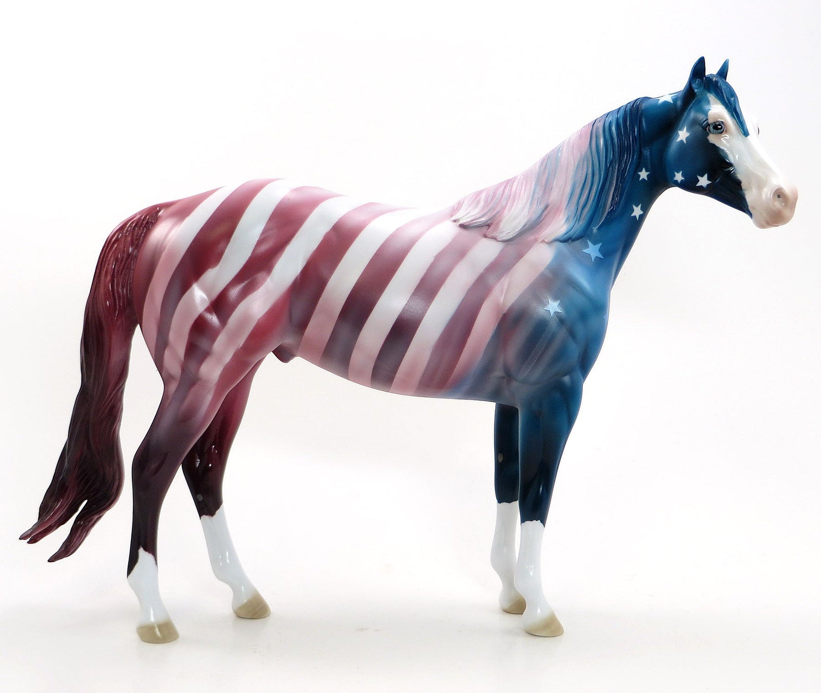 FADED GLORY - OOAK Extreme Custom Faded American Flag Decorator Stock Model Horse - 7/3