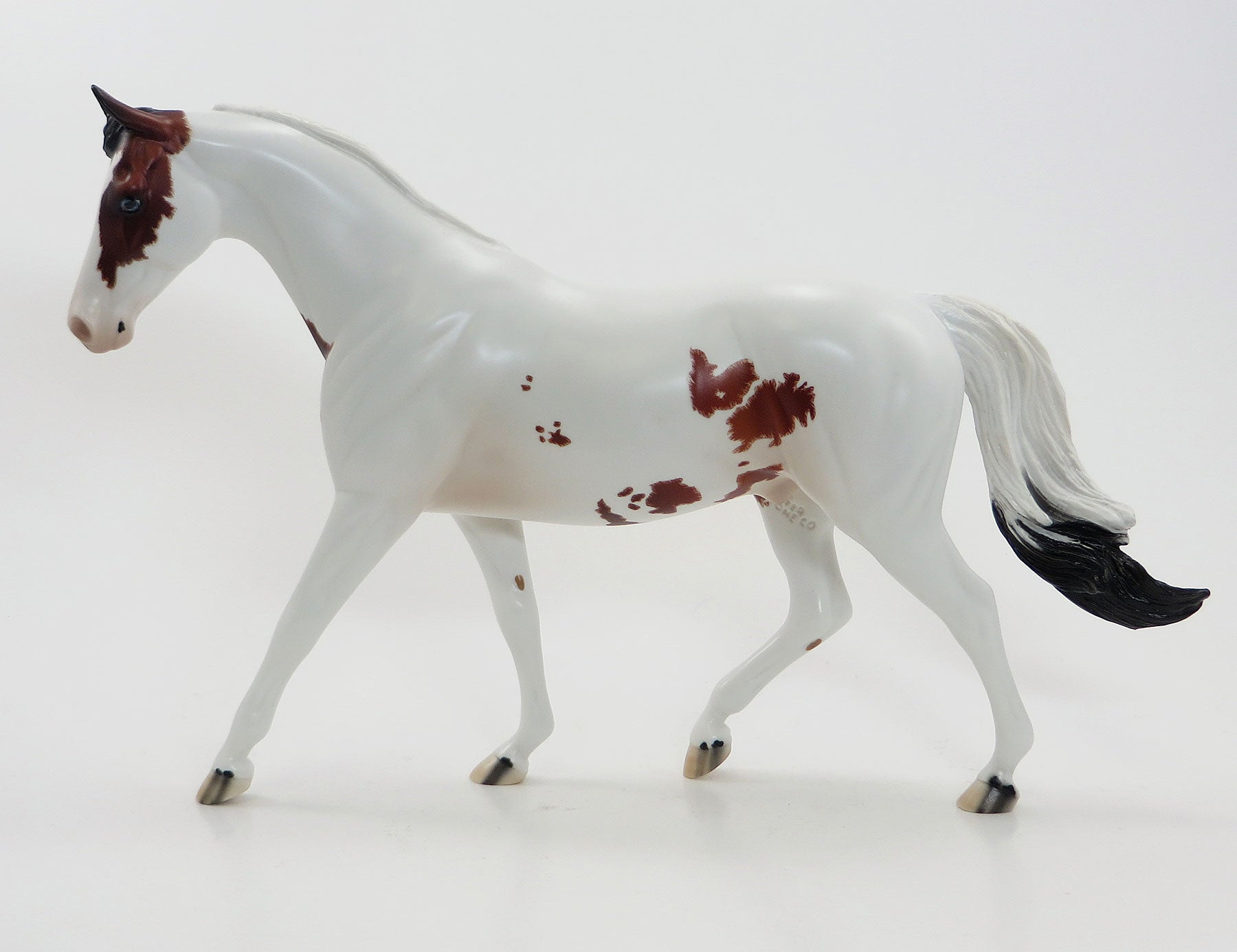 LET FREEDOM RING - OOAK Bay Pinto Pony Model Horse with Long Mane - 7/3