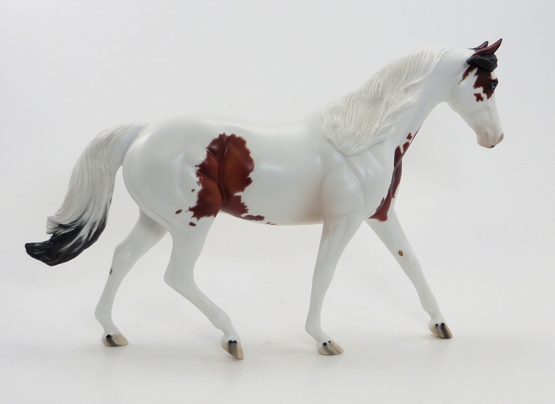 LET FREEDOM RING - OOAK Bay Pinto Pony Model Horse with Long Mane - 7/3