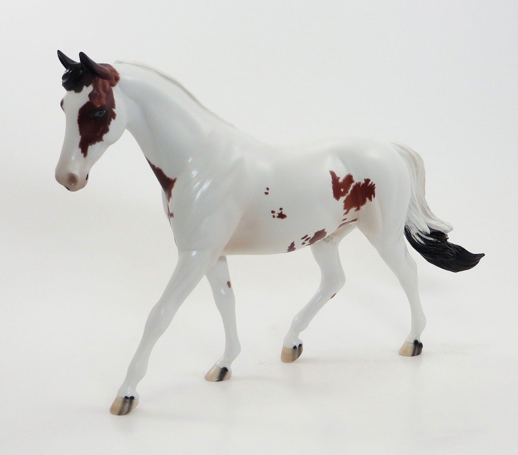 LET FREEDOM RING - OOAK Bay Pinto Pony Model Horse with Long Mane - 7/3