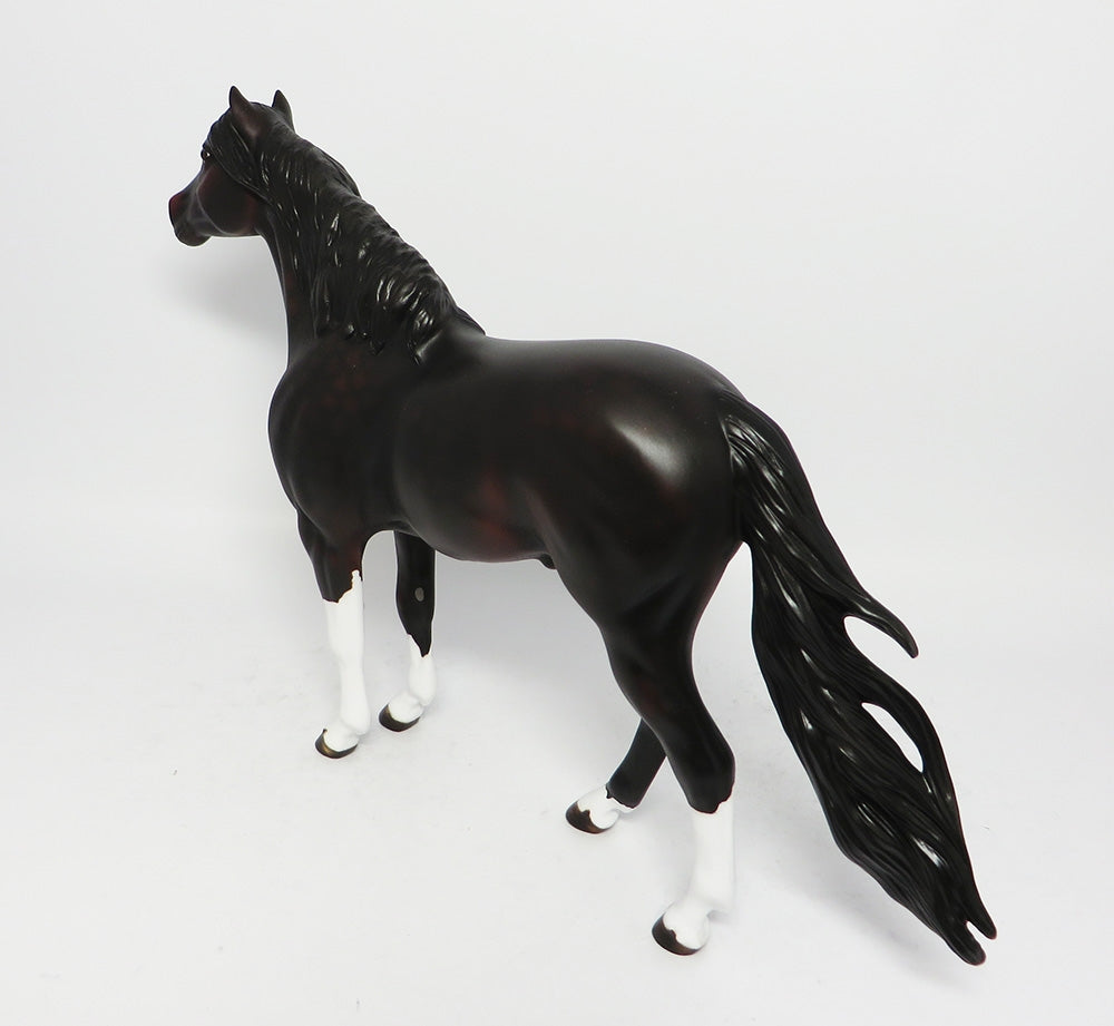 HARVEY GO HOME-OOAK DAPPLE BLOOD BAY SPANISH MUSTANG MODEL HORSE 9/6/17