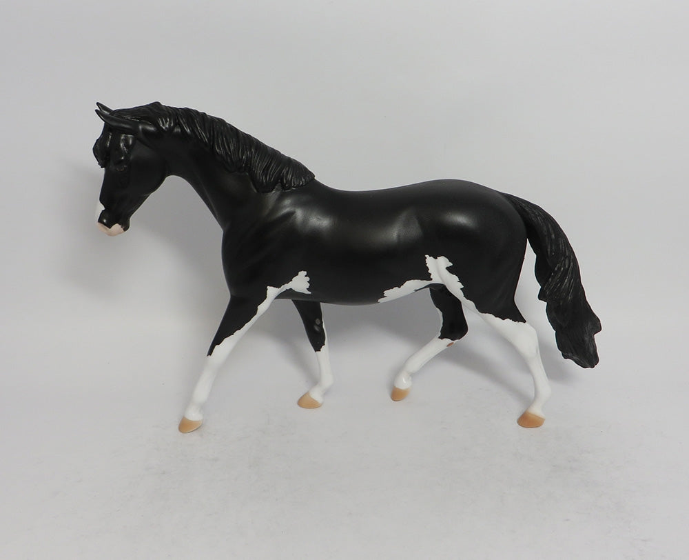 ALOHA - OOAK BLACK PINTO PONY MODEL HORSE SHCF2018