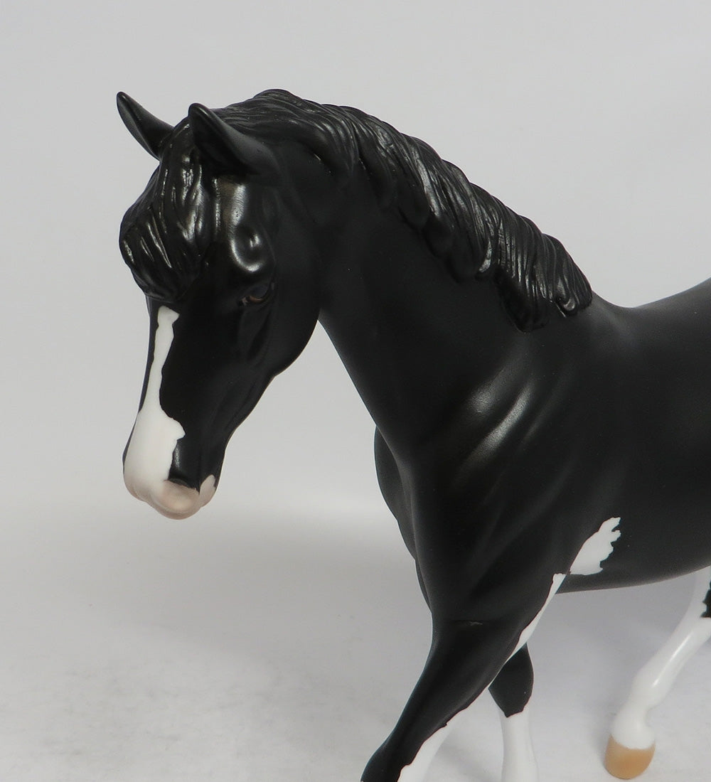 ALOHA - OOAK BLACK PINTO PONY MODEL HORSE SHCF2018