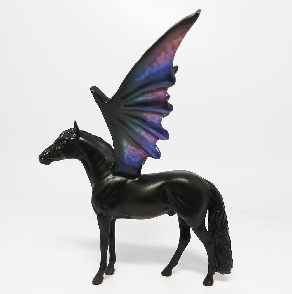 ANTARCTIC SKIES- OOAK DECORATOR ANDALUSIAN WITH  METALLIC WINGS, CHIP MODEL HORSE BY MILISSA FOX 9/8/17