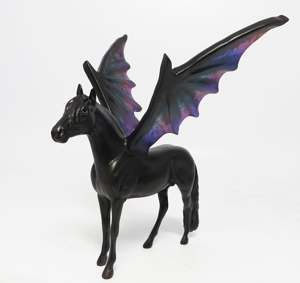ANTARCTIC SKIES- OOAK DECORATOR ANDALUSIAN WITH  METALLIC WINGS, CHIP MODEL HORSE BY MILISSA FOX 9/8/17