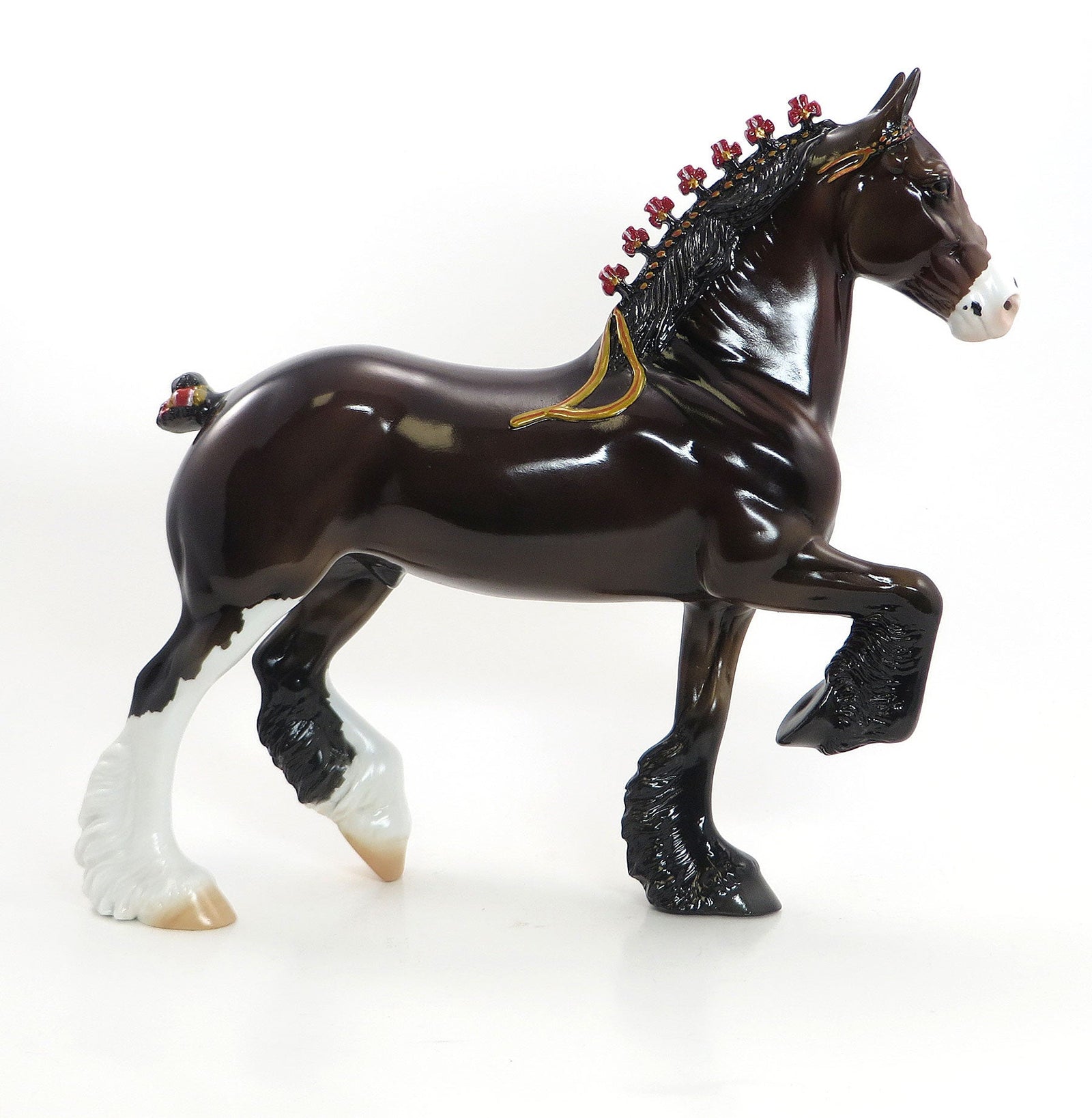 RAFIKI - OOAK Dark Bay Gelding Trotting Drafter Model Horse - 7/10