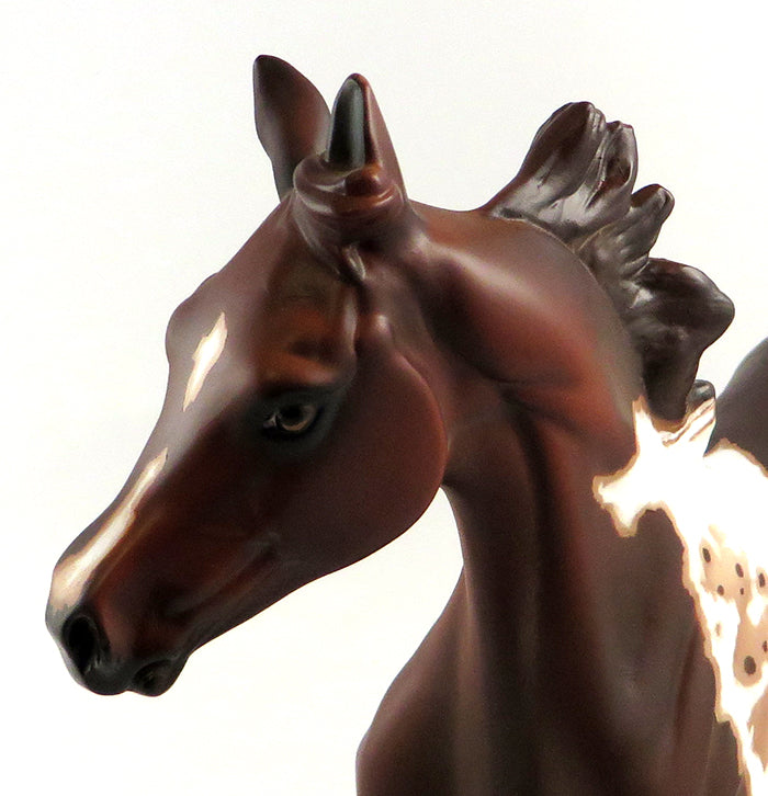 GIRL ON THE TRAIN-OOAK MAPPED CHESTNUT PAINT YEARLING MODEL HORSE 10/12/16