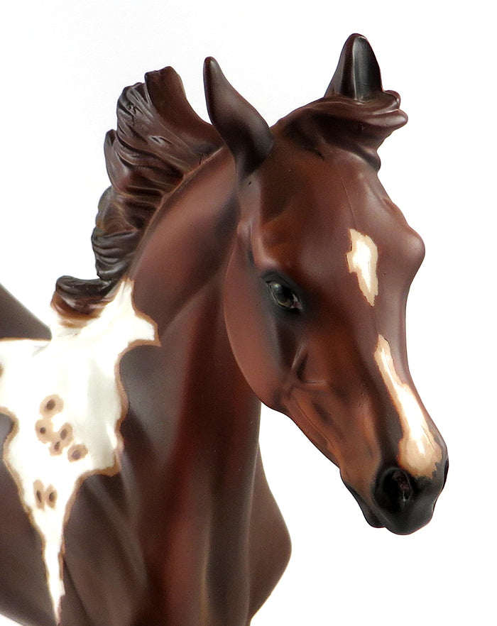 GIRL ON THE TRAIN-OOAK MAPPED CHESTNUT PAINT YEARLING MODEL HORSE 10/12/16