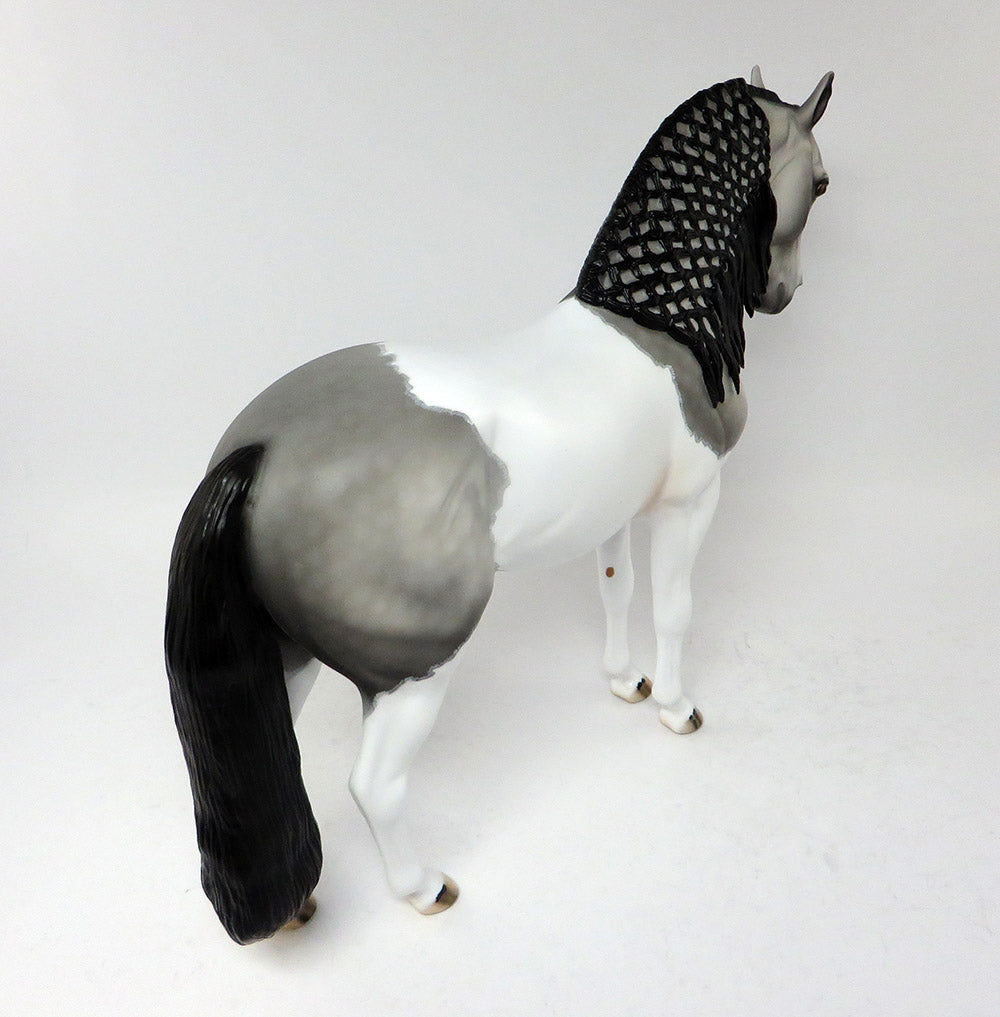 ZANDER-OOAK DAPPLE GREY MAPPED ANDALUSIAN MODEL HORSE BY DAWN QUICK 3/17/17
