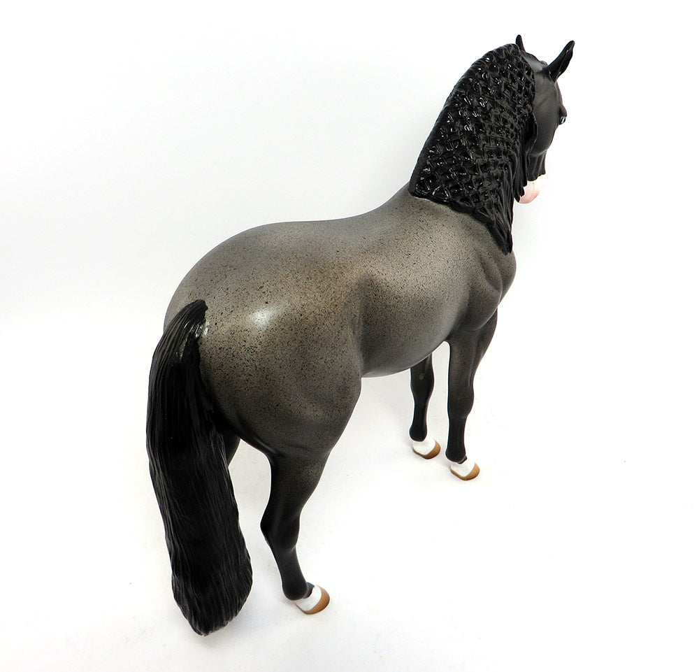 CHANDLER~OOAK BLUE ROAN PLAITED BRAID ANDALUSIAN MODEL HORSE 3/22
