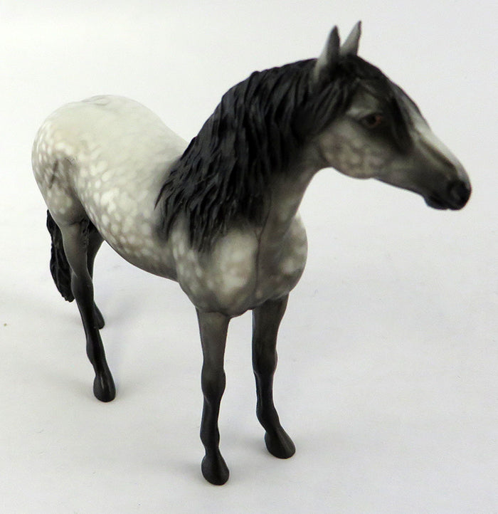 ECHO-OOAK DAPPLED GREY W/ BLACK POINTS ANDALUSIAN CHIP MODEL HORSE BY SHERYL LEISURE 10/12/10