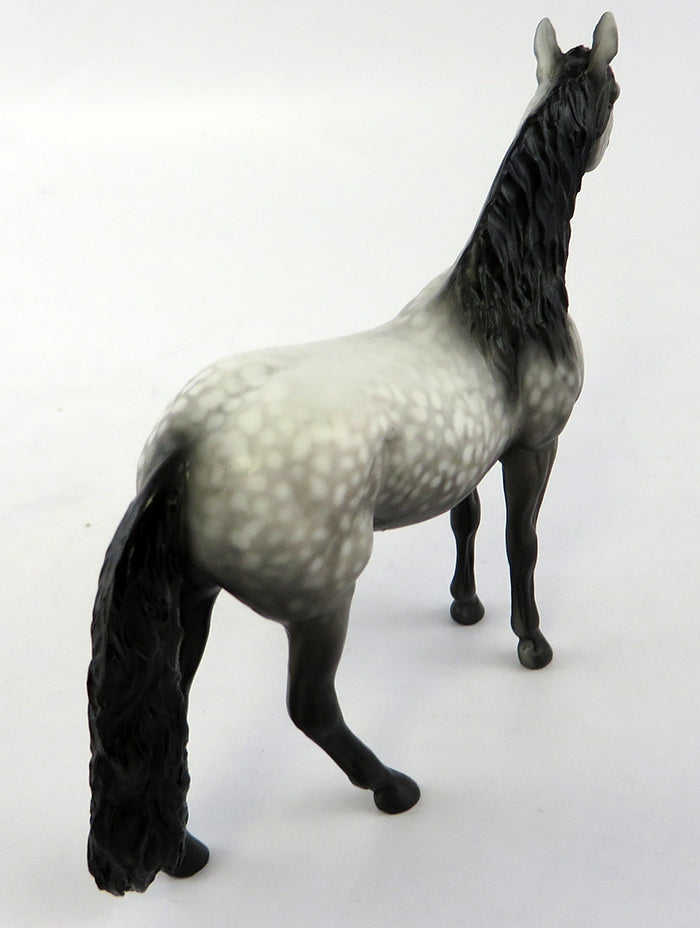 ECHO-OOAK DAPPLED GREY W/ BLACK POINTS ANDALUSIAN CHIP MODEL HORSE BY SHERYL LEISURE 10/12/10