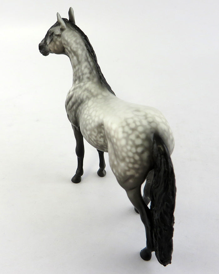 ECHO-OOAK DAPPLED GREY W/ BLACK POINTS ANDALUSIAN CHIP MODEL HORSE BY SHERYL LEISURE 10/12/10