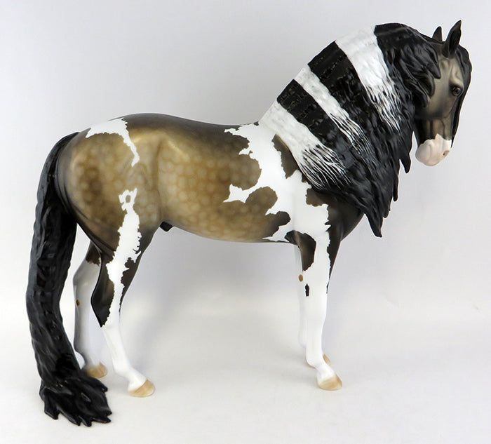 SECOND WIND-OOAK DAPPLE BUCKSKIN PAINT LONG MANE AND TAIL ANDALUSIAN MODEL HORSE 10/14/16