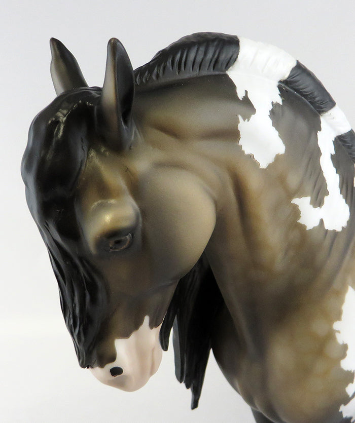 SECOND WIND-OOAK DAPPLE BUCKSKIN PAINT LONG MANE AND TAIL ANDALUSIAN MODEL HORSE 10/14/16