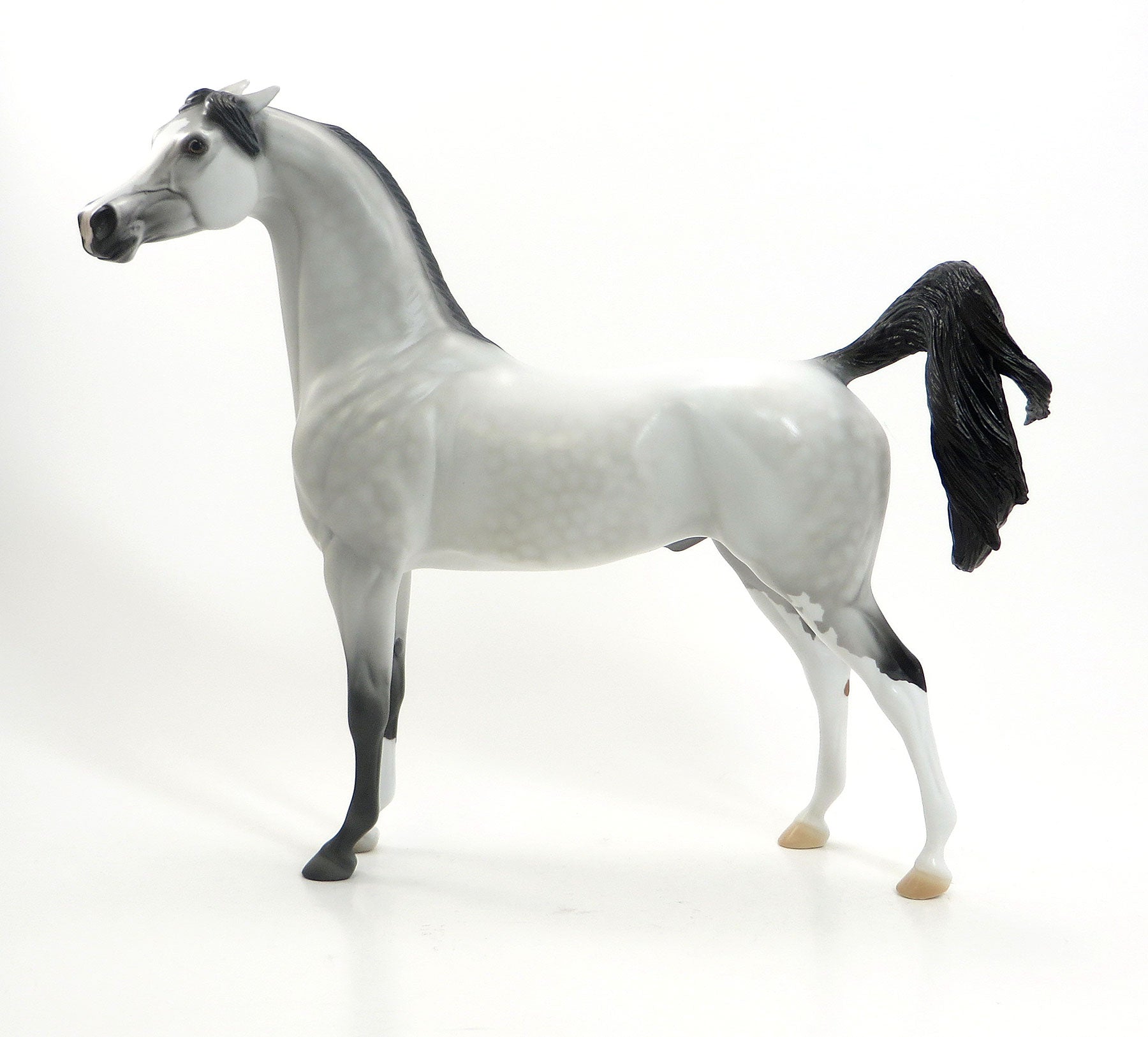 HELENA'S ANGEL - OOAK Light Dapple Grey Arabian Model Horse with Black Points - 7/24