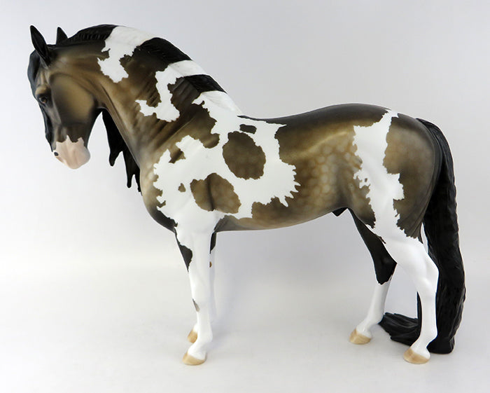 SECOND WIND-OOAK DAPPLE BUCKSKIN PAINT LONG MANE AND TAIL ANDALUSIAN MODEL HORSE 10/14/16