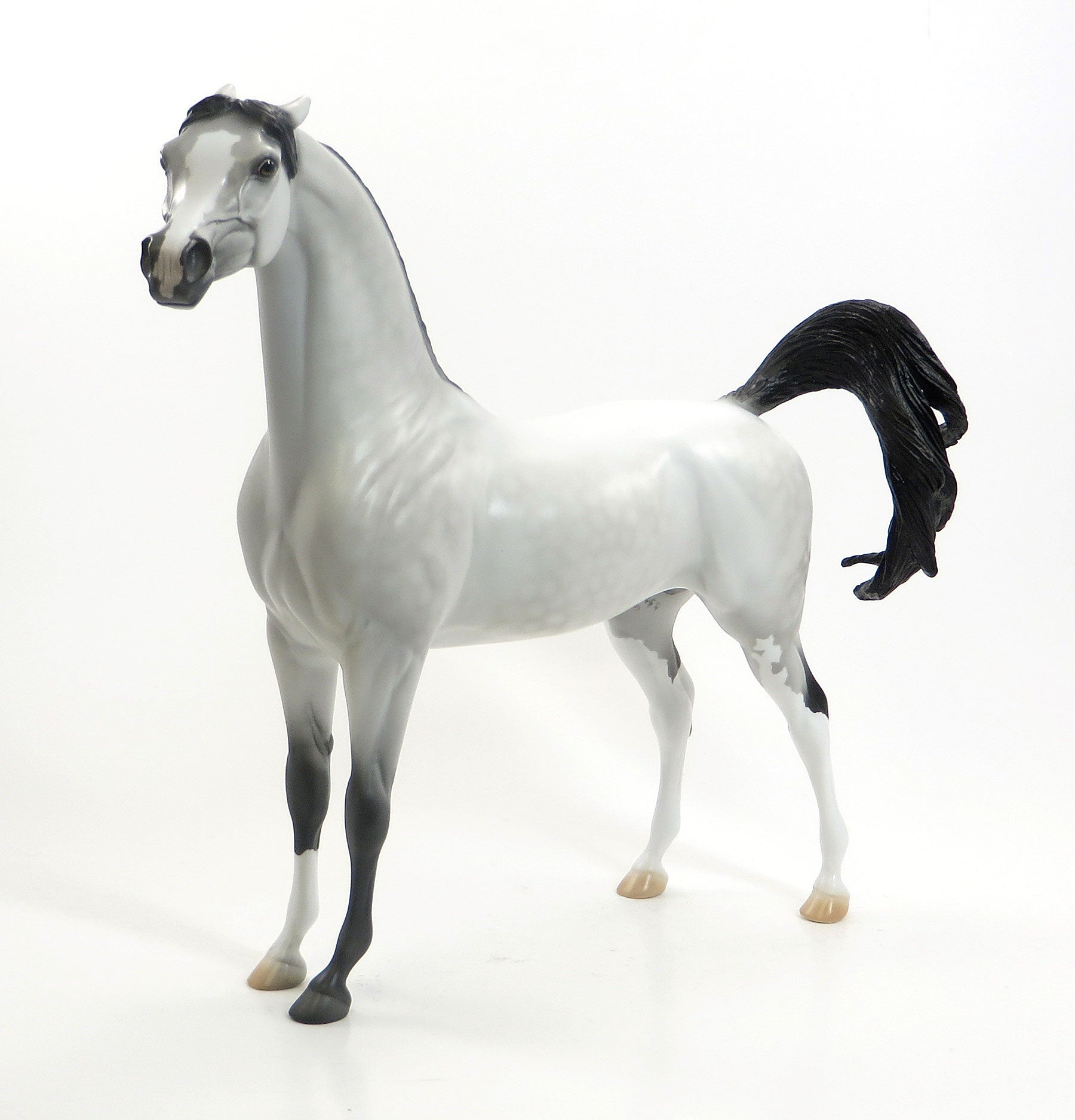 HELENA&#39;S ANGEL - OOAK Light Dapple Grey Arabian Model Horse with Black Points - 7/24