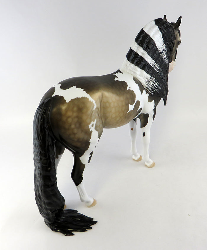 SECOND WIND-OOAK DAPPLE BUCKSKIN PAINT LONG MANE AND TAIL ANDALUSIAN MODEL HORSE 10/14/16