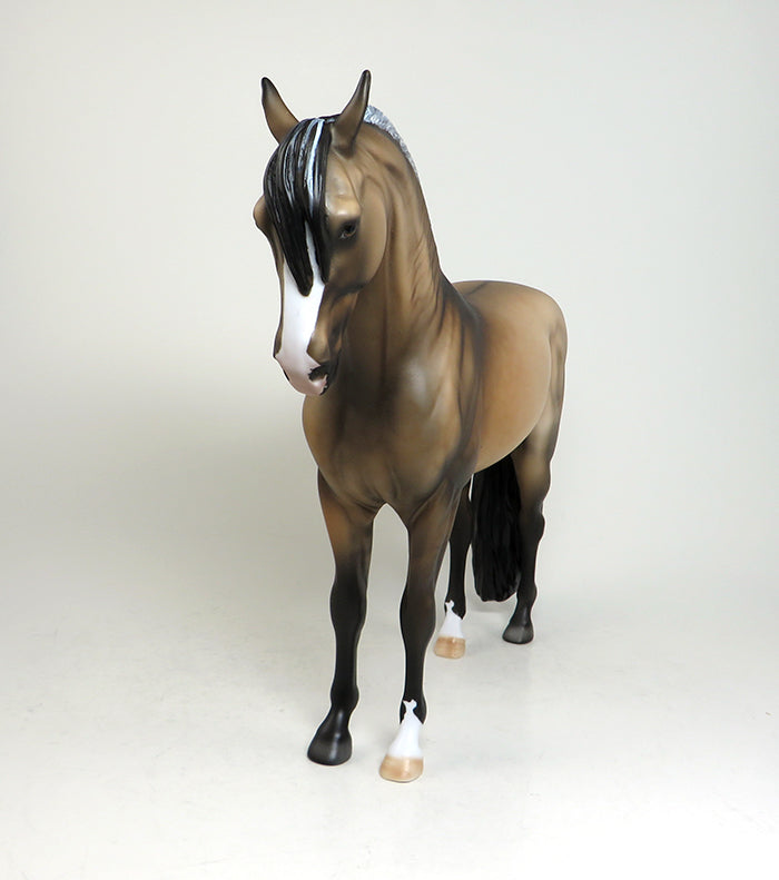 VALENCIA-OOAK FROSTED DUN ANDALUSIAN STALLION MODEL HORSE 4/28
