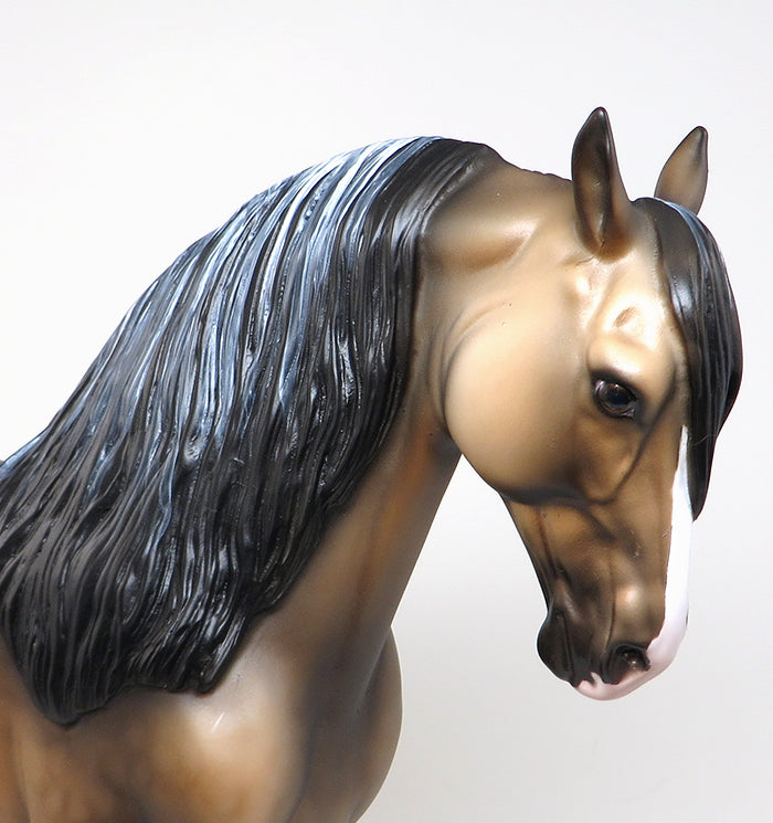 VALENCIA-OOAK FROSTED DUN ANDALUSIAN STALLION MODEL HORSE 4/28