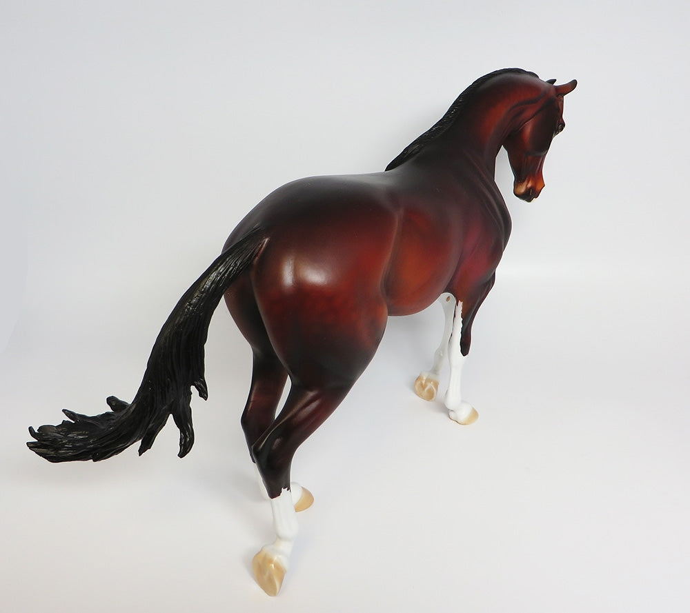 CLOVE~OOAK DAPPLE BAY SABINO THOROUGHBRED MODEL HORSE BY DAWN QUICK 9/20/17