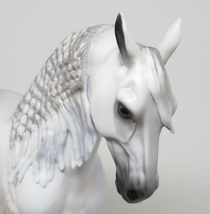 BARCELONA-LE-3 DAPPLE GREY BRAIDED MANE ANDALUSIAN MODEL HORSE 4/28