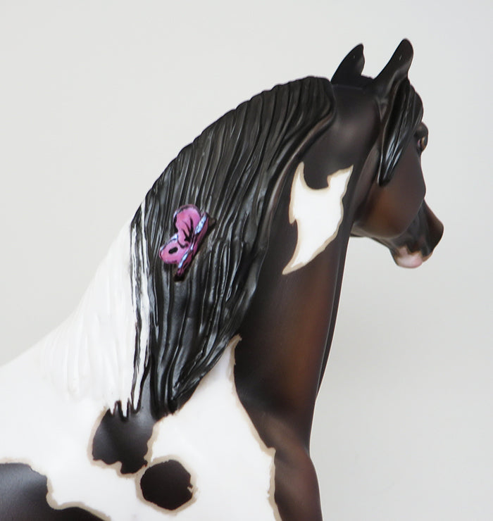 WHEN DOVES CRY-OOAK MAPPED PINTO MORGAN MODEL HORSE WITH BUTTERFLY 4/29