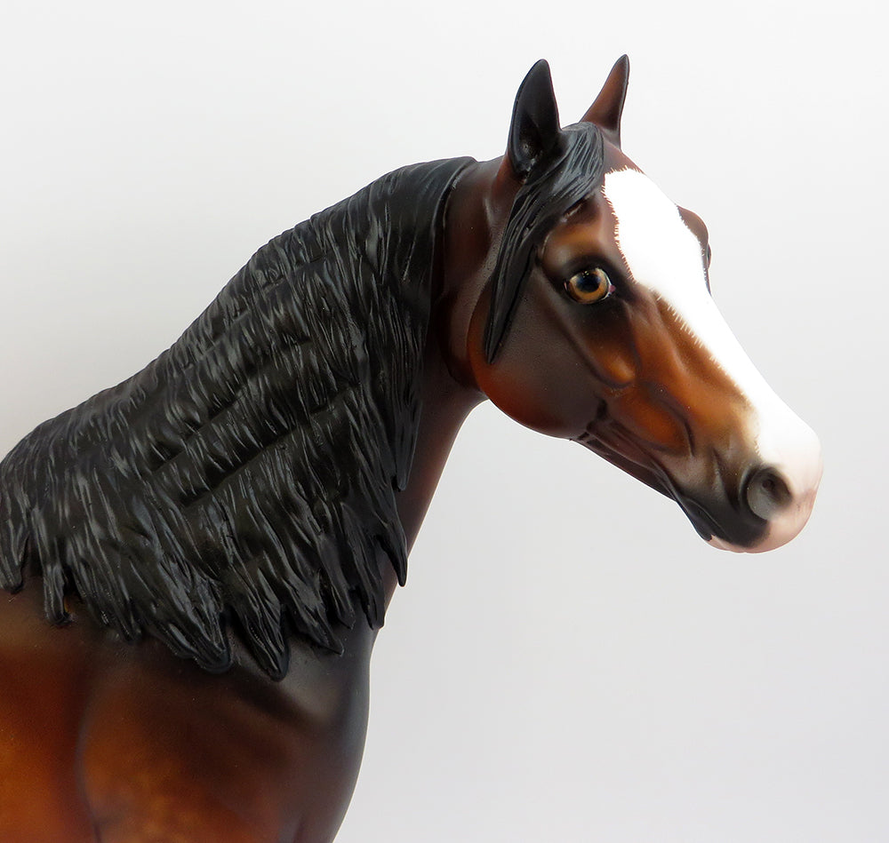 RED ROCK-OOAK DAPPLE BAY ISH MODEL HORSE BY SHERYL LEISURE 3/24
