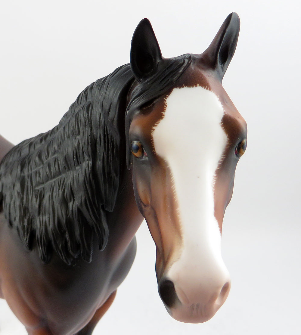 RED ROCK-OOAK DAPPLE BAY ISH MODEL HORSE BY SHERYL LEISURE 3/24