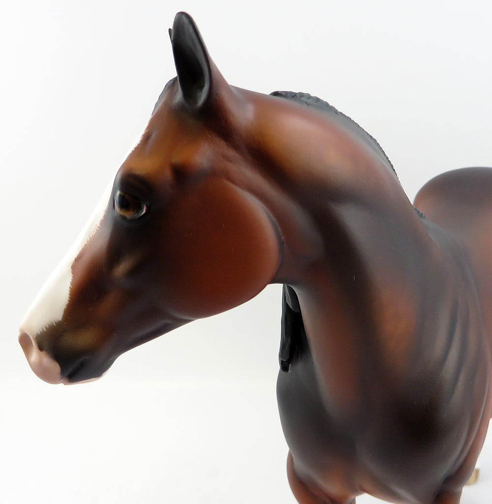 RED ROCK-OOAK DAPPLE BAY ISH MODEL HORSE BY SHERYL LEISURE 3/24