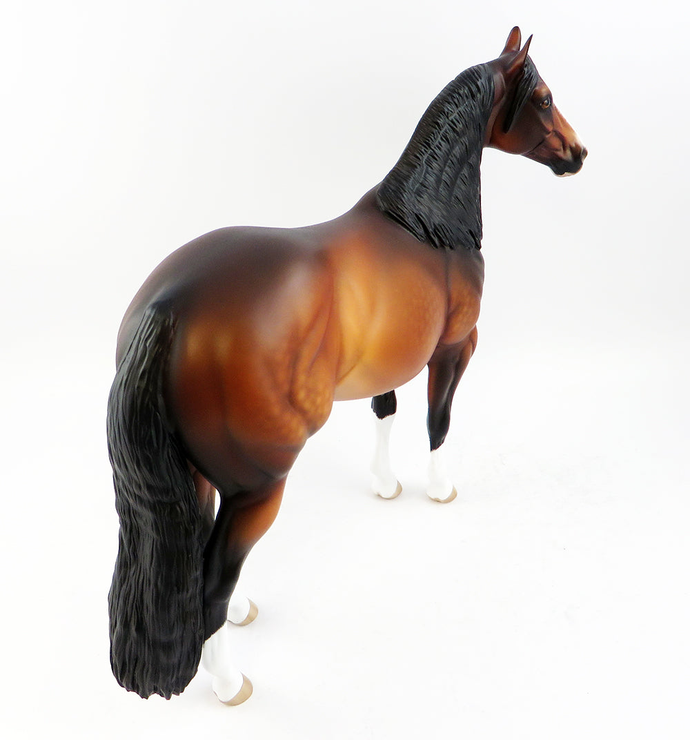 RED ROCK-OOAK DAPPLE BAY ISH MODEL HORSE BY SHERYL LEISURE 3/24