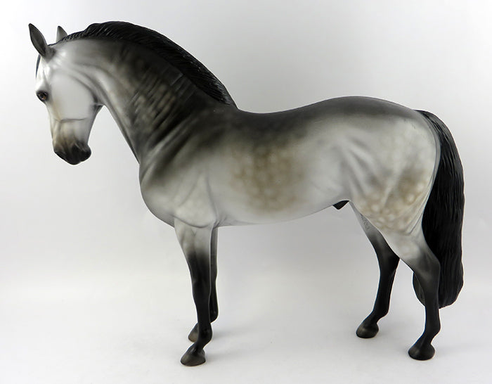 FERNANDO-OOAK DAPPLED GREY GOING BLACK ANDALUSIAN MODEL HORSE BY DAWN QUICK 10/19/16