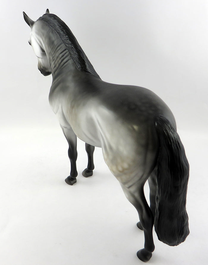 FERNANDO-OOAK DAPPLED GREY GOING BLACK ANDALUSIAN MODEL HORSE BY DAWN QUICK 10/19/16
