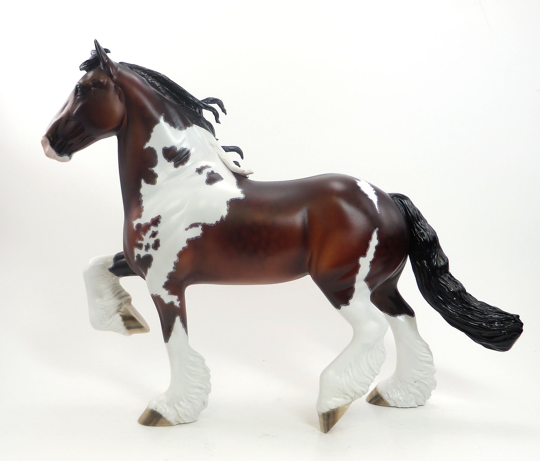 RISK FACTOR - OOAK Dark Bay Trotting Drafter Model Horse Gelding with Mapping - 7/31