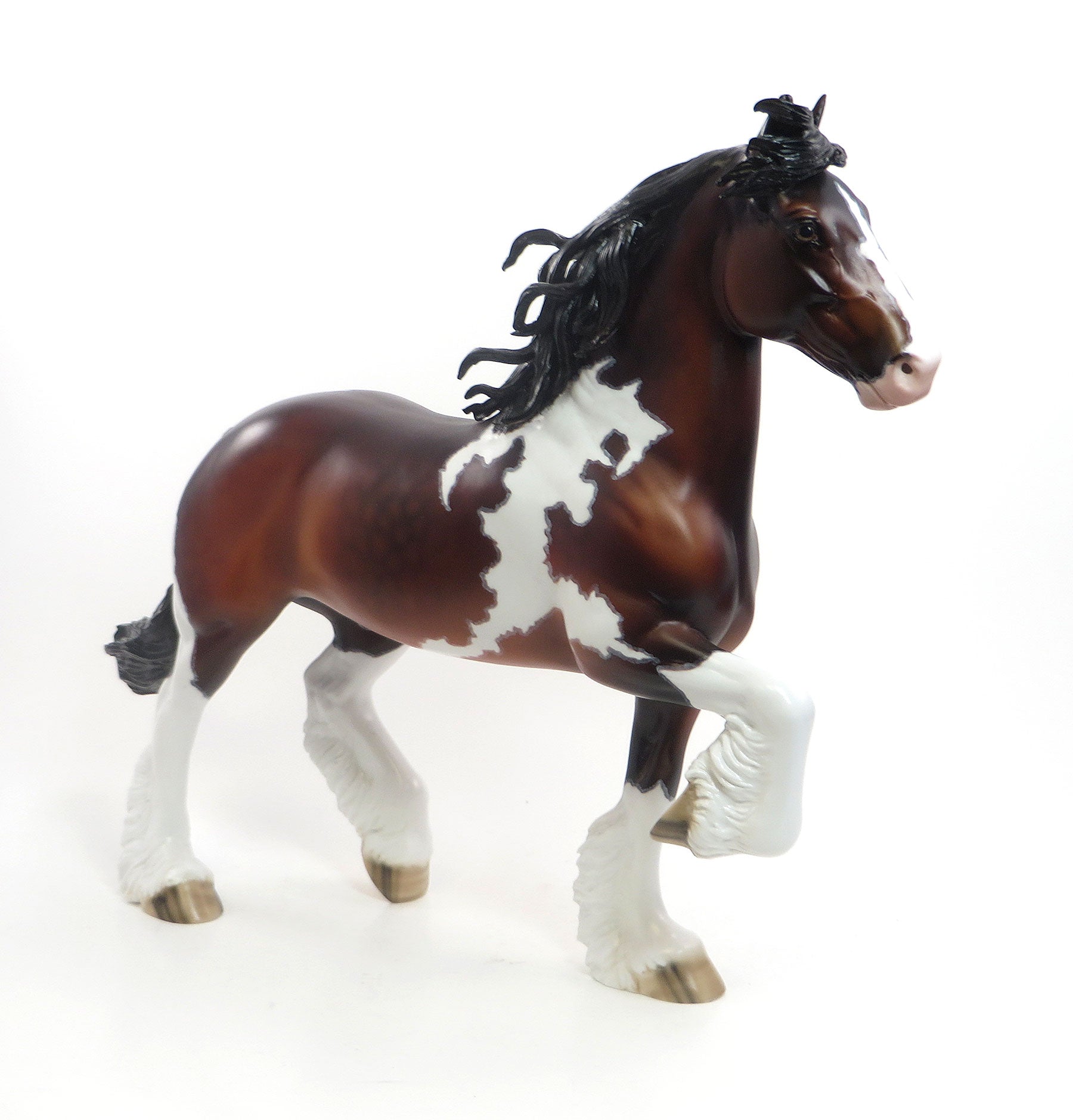 RISK FACTOR - OOAK Dark Bay Trotting Drafter Model Horse Gelding with Mapping - 7/31