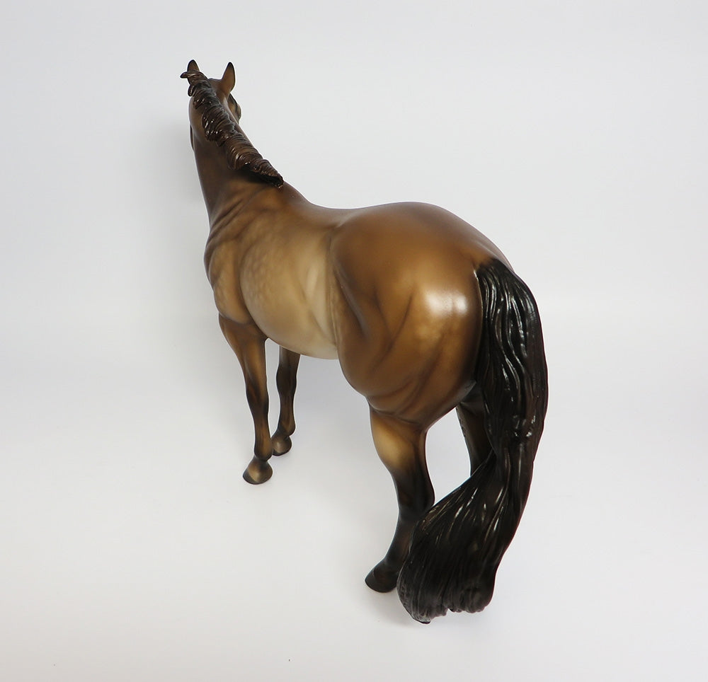 BAKED BEANS~OOAK DAPPLE BUCKSKIN ISH MODEL HORSE BY SHERYL LEISURE 9/25/17