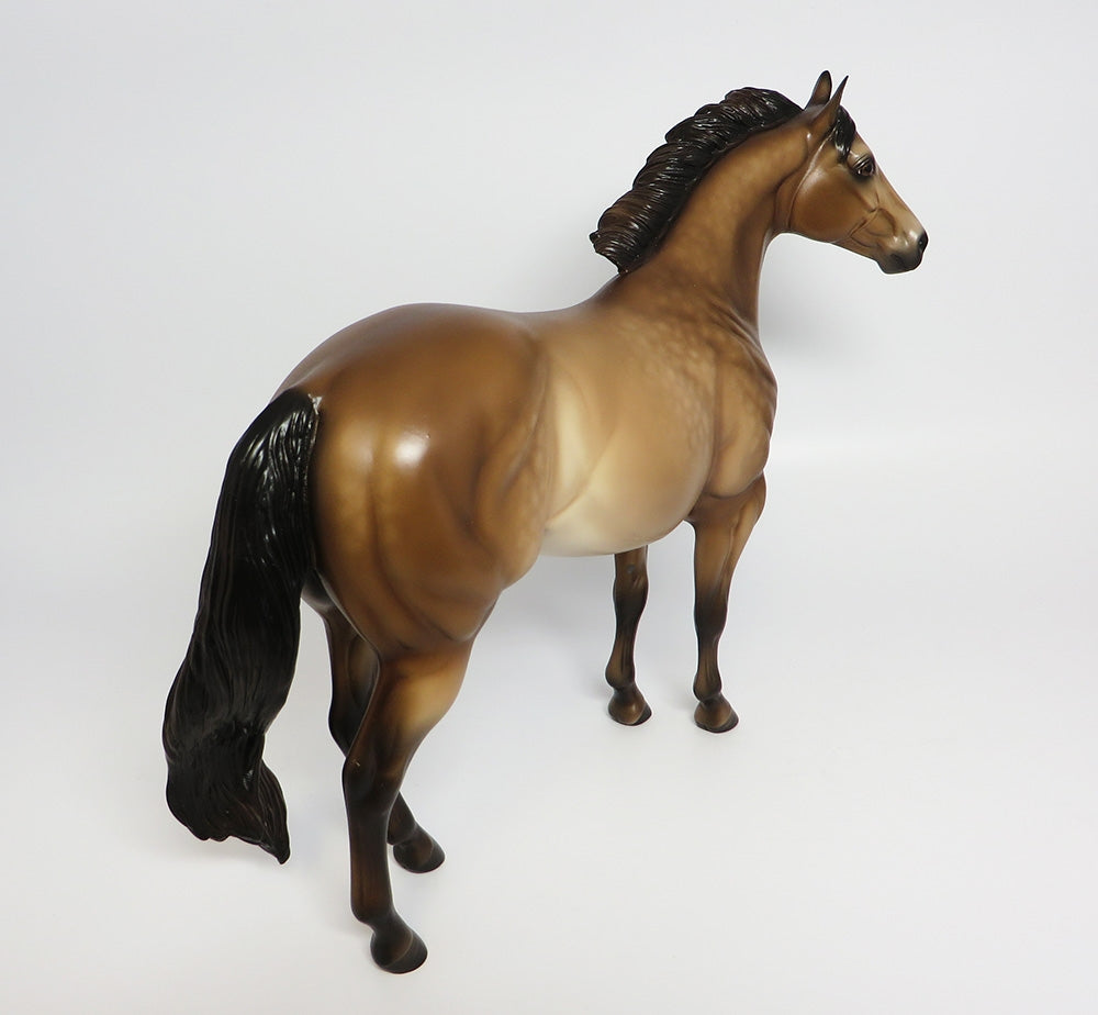 BAKED BEANS~OOAK DAPPLE BUCKSKIN ISH MODEL HORSE BY SHERYL LEISURE 9/25/17