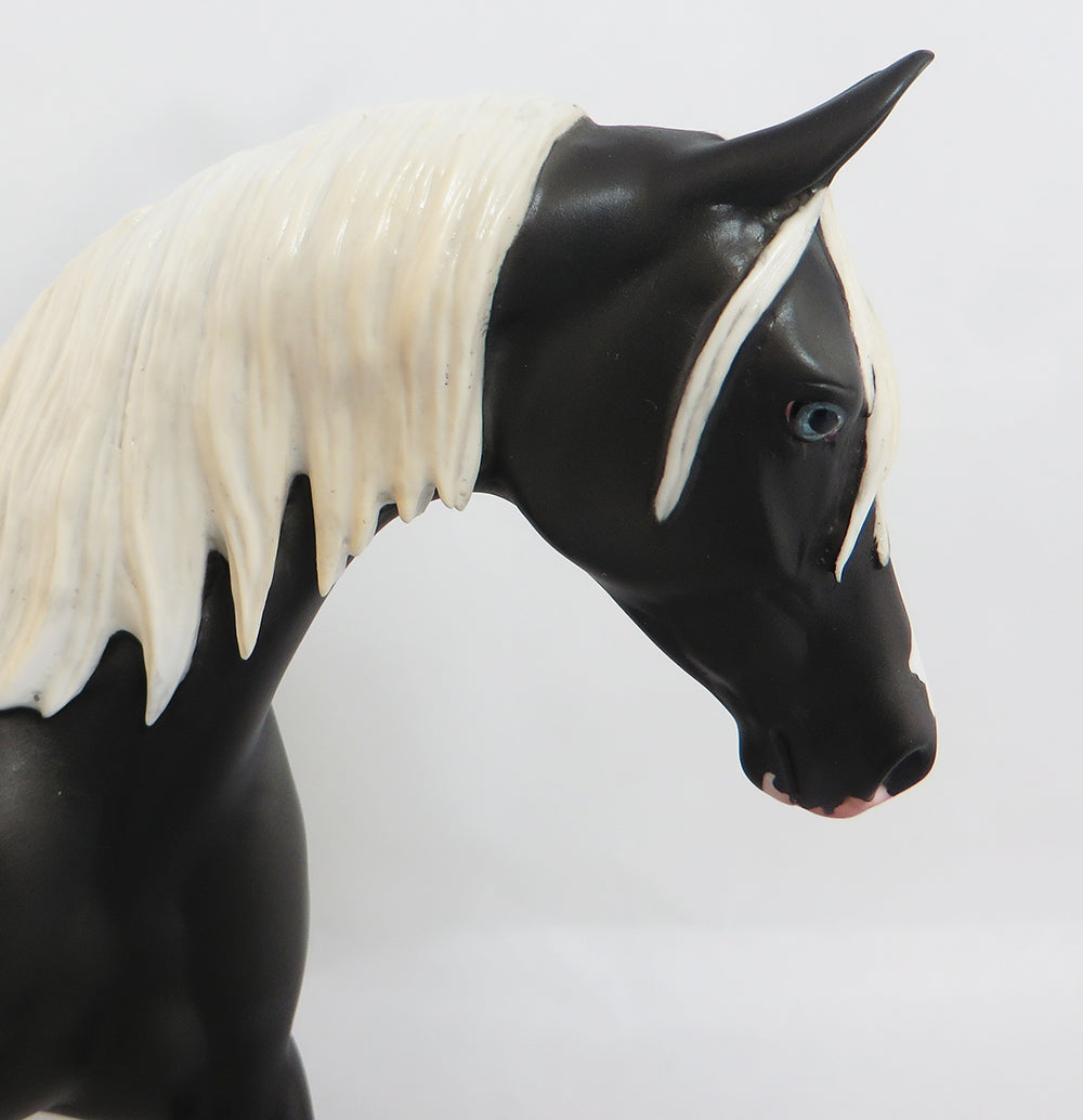 CHECKERS~OOAK DAPPLE BLACK PONY MODEL HORSE 3/31/17