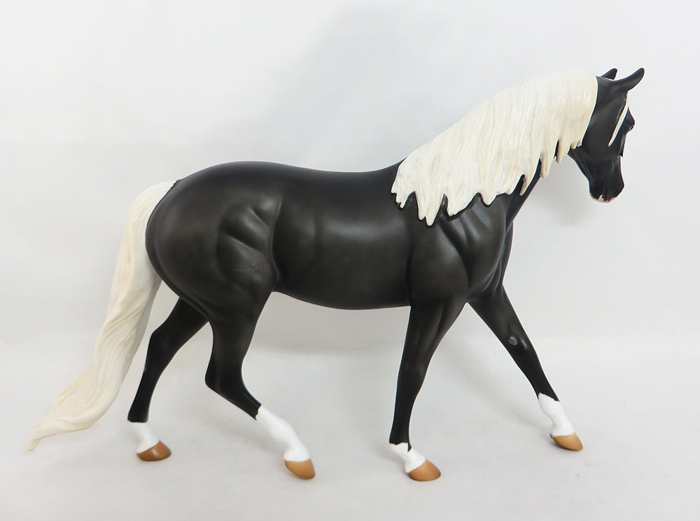 CHECKERS~OOAK DAPPLE BLACK PONY MODEL HORSE 3/31/17