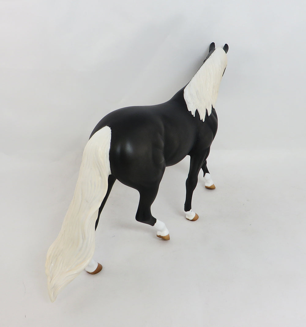 CHECKERS~OOAK DAPPLE BLACK PONY MODEL HORSE 3/31/17
