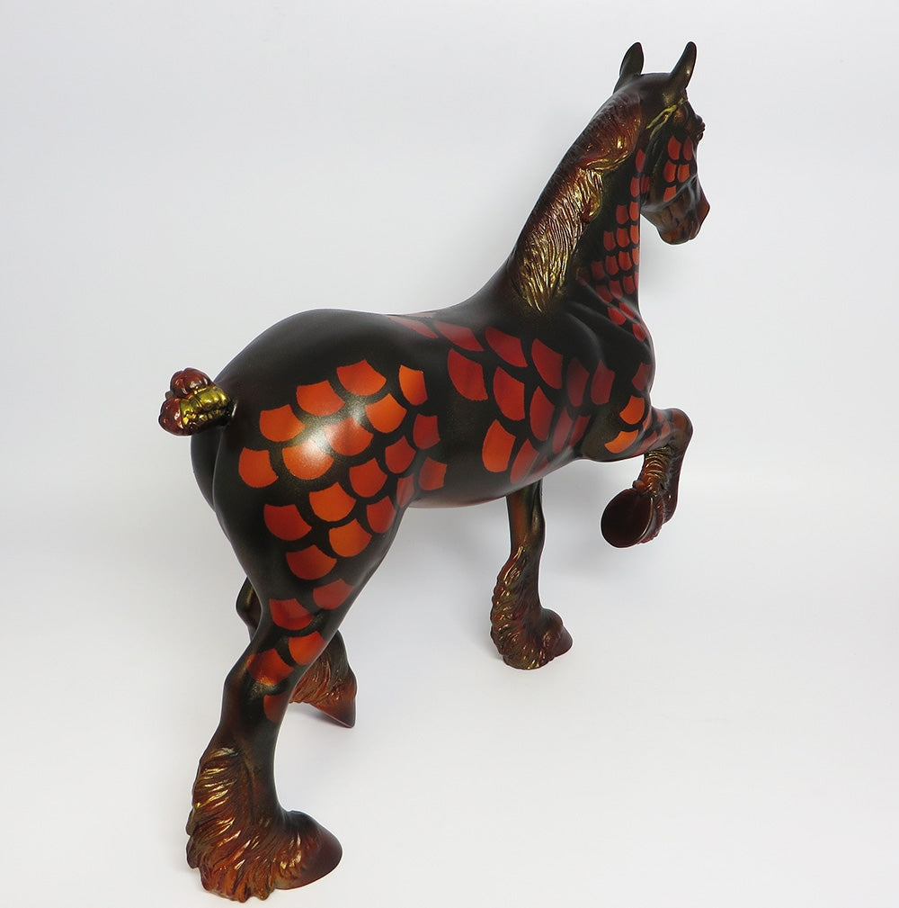 AMOUR OF FIRE~OOAK TROTTING DRAFTER DECORATOR MODEL HORSE 9/26/17
