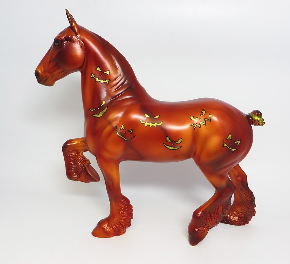 JACKO&#39;-OOAK HALLOWEEN TROTTING DRAFTER MODEL HORSE 9/26/17