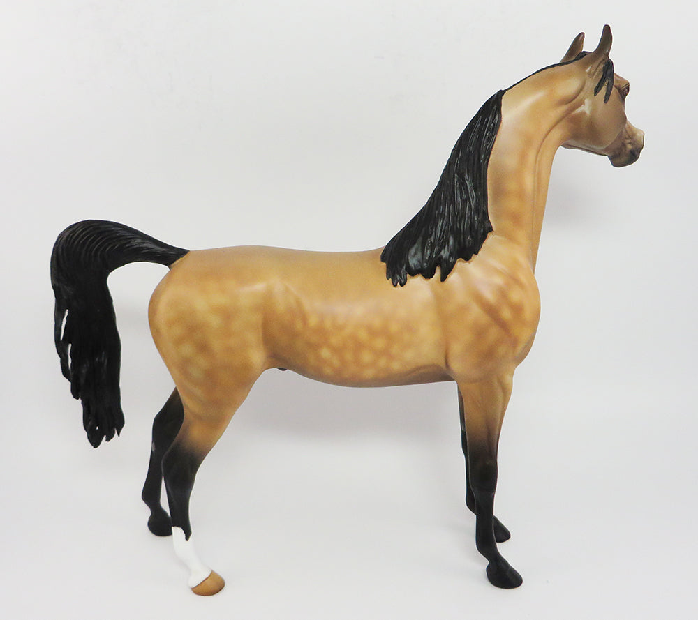 HELO~OOAK DAPPLE BUCKSKIN ARABIAN MODEL HORSE 3/31/17