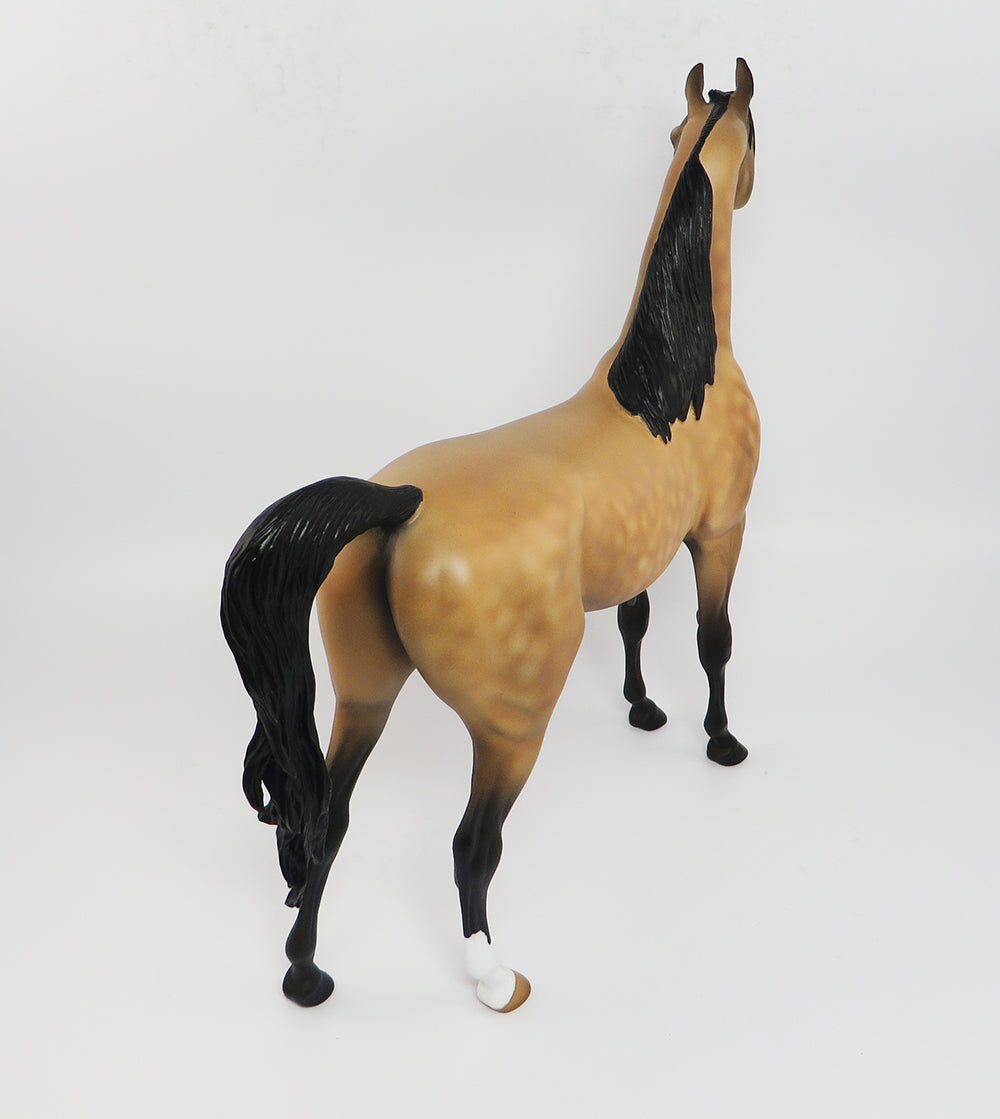 HELO~OOAK DAPPLE BUCKSKIN ARABIAN MODEL HORSE 3/31/17