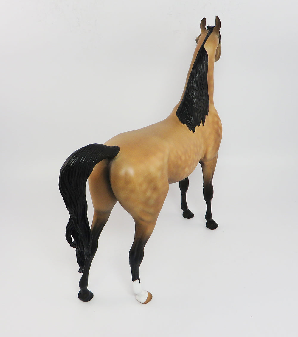 HELO~OOAK DAPPLE BUCKSKIN ARABIAN MODEL HORSE 3/31/17