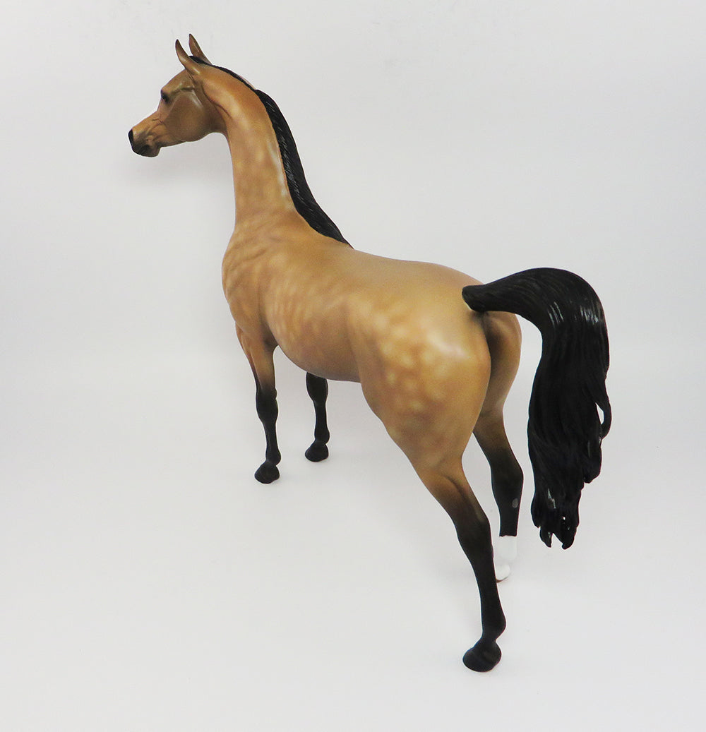 HELO~OOAK DAPPLE BUCKSKIN ARABIAN MODEL HORSE 3/31/17