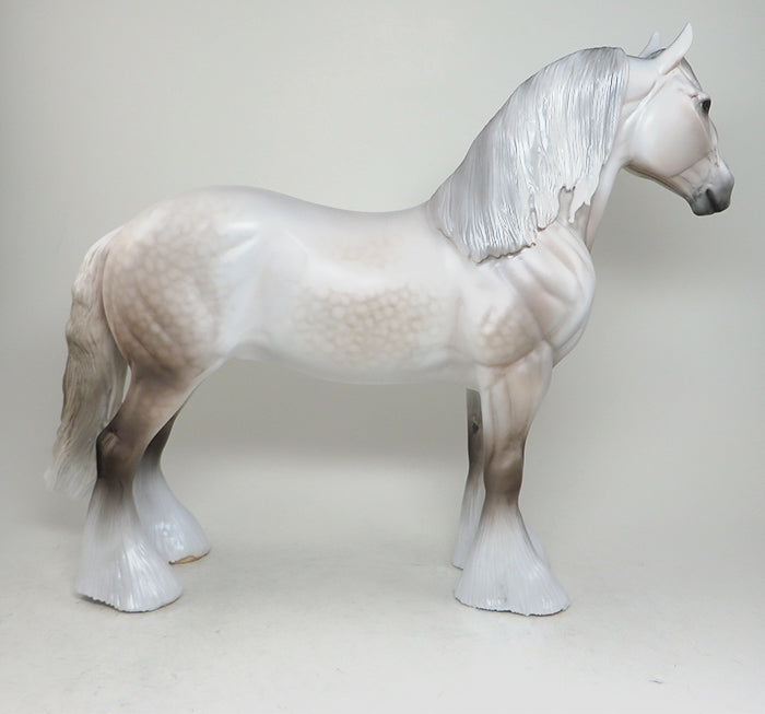 GEE WILICKERS-OOAK DAPPLE ROSE GREY STANDING DRAFTER MODEL HORSE 5/12
